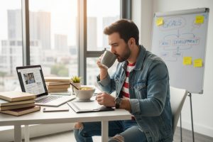 Gen Z guy doing the work