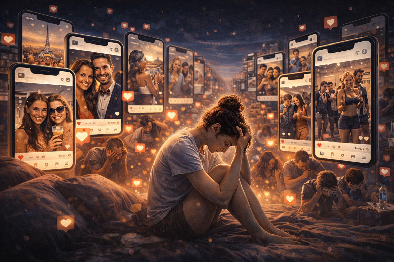 Gen Z woman viewing perfect curated social media